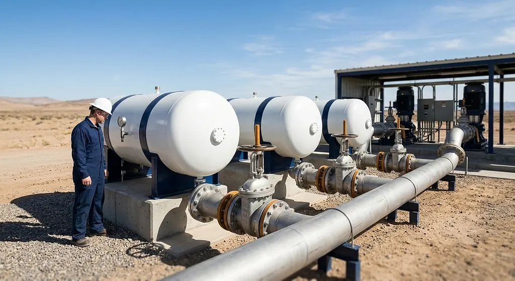 Surge vessels protecting a water transmission pump station